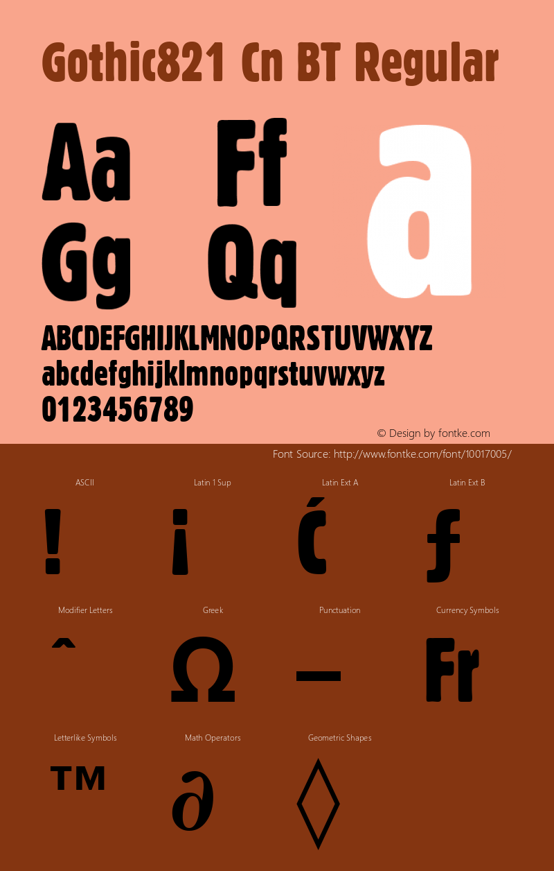 Gothic821 Cn BT Regular mfgpctt-v4.4 Dec 7 1998 Font Sample