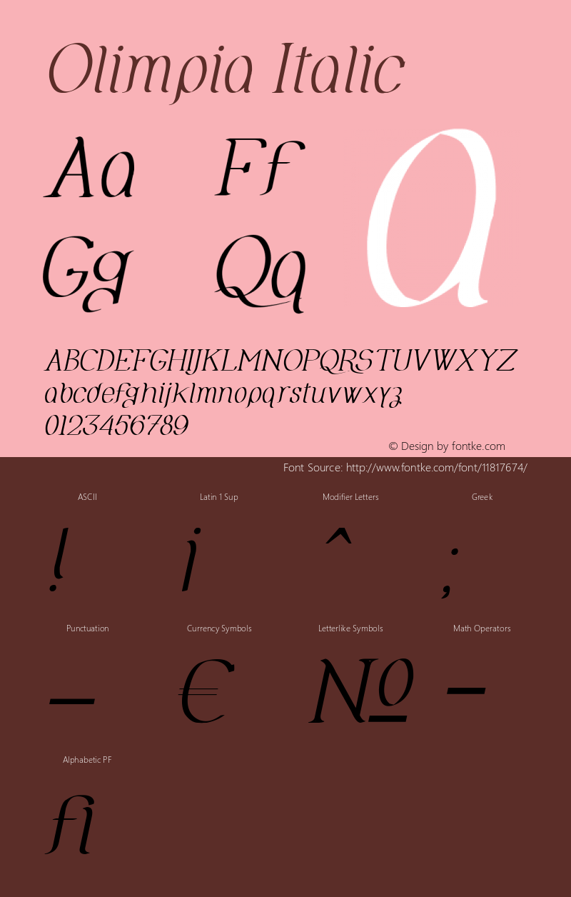 Olimpia Italic Version 1.00 July 13, 2012, initial release Font Sample