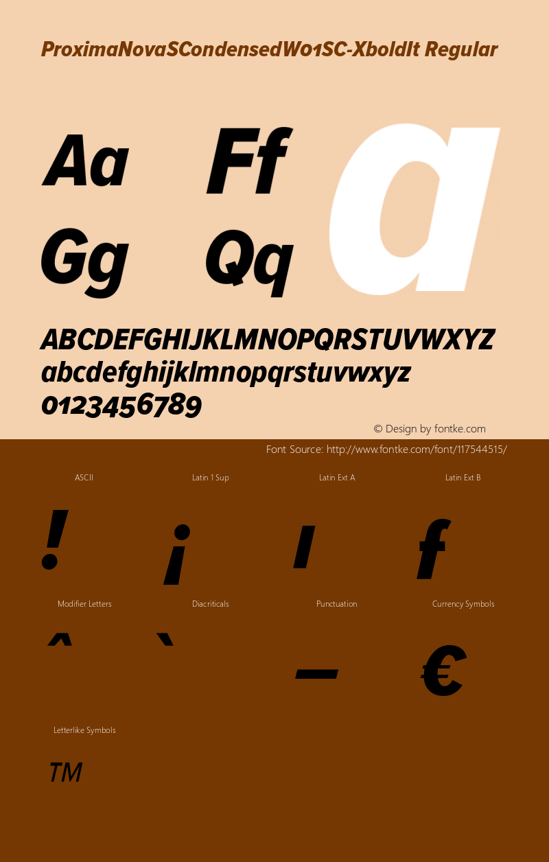 ProximaNovaSCondensedW01SCXboldIt Version 3.50 Font Sample