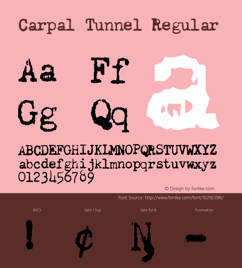 Carpal Tunnel Regular Version 1.0 Font Sample