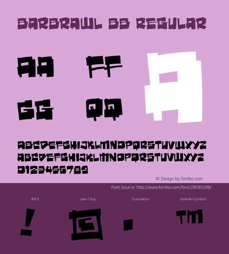 BarBrawlBB Version 1.000 2003 initial release Font Sample