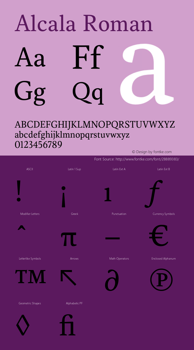 Alcala-Roman Version 1.0 Font Sample