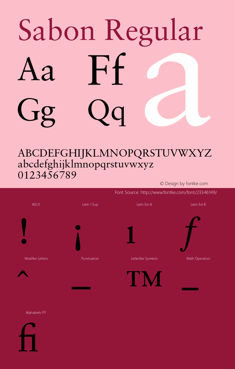 Sabon-Roman 001.001 Font Sample