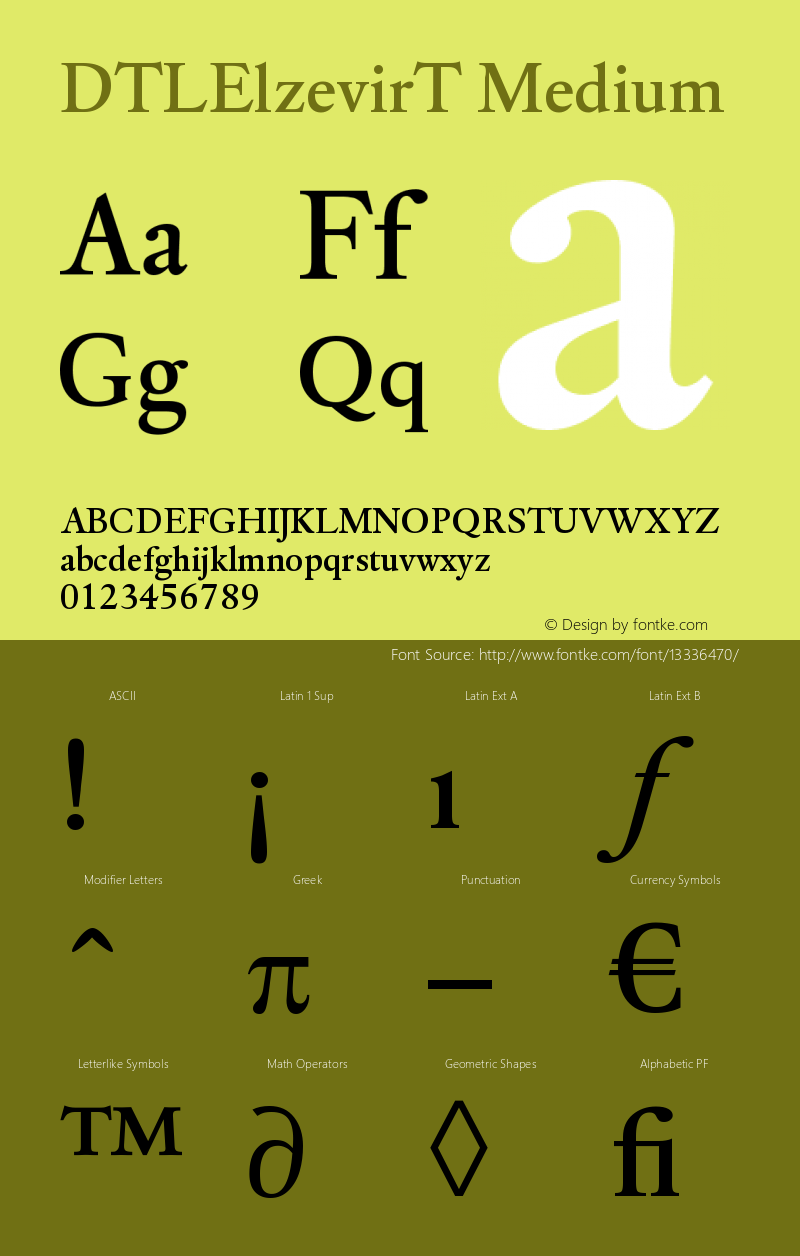 DTLElzevirT Medium Version 001.000 Font Sample