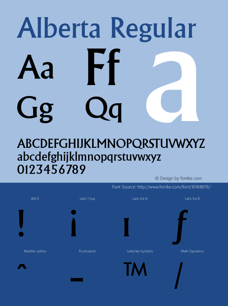 Alberta Regular The IMSI MasterFonts Collection, tm 1995, 1996 IMSI (International Microcomputer Software Inc.) Font Sample