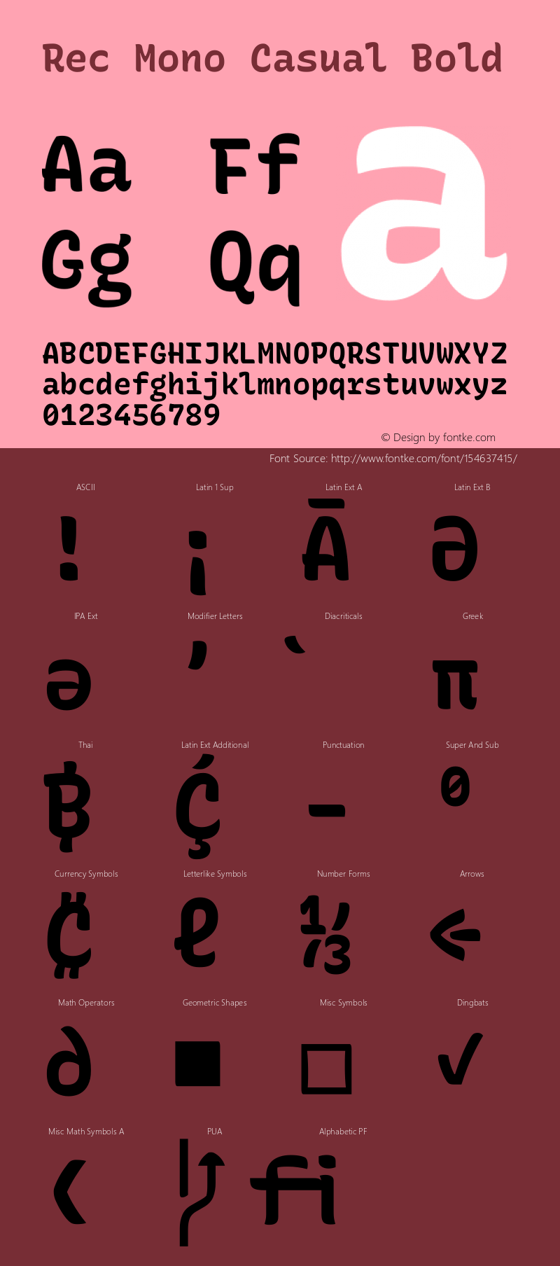 Rec Mono Casual Bold Version 1.071 Font Sample