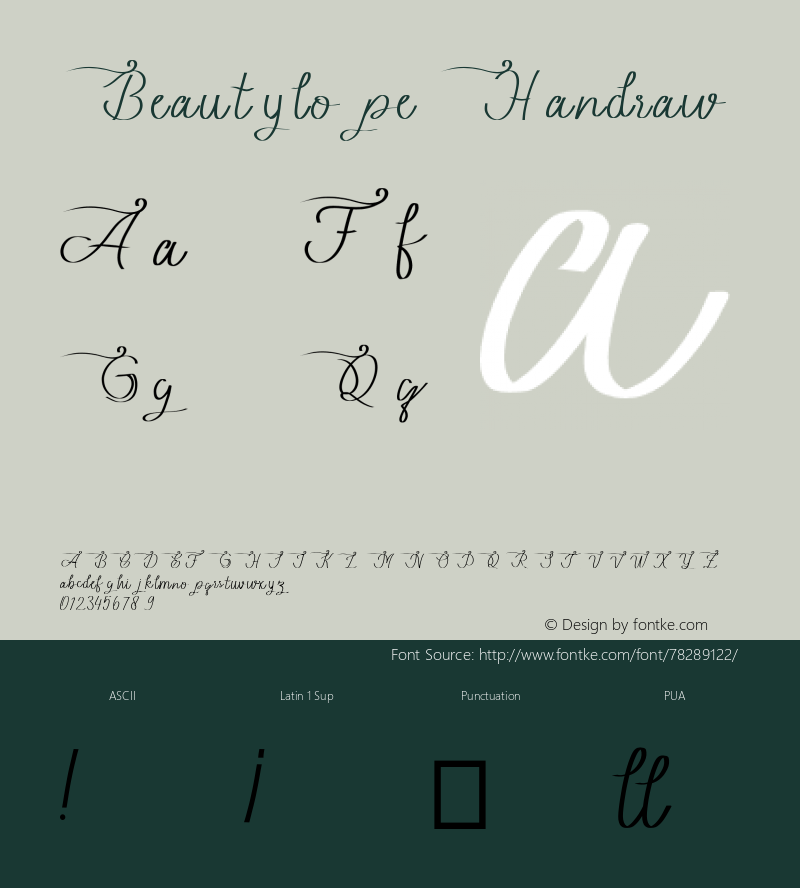 Beautylope Version 001.000 Font Sample