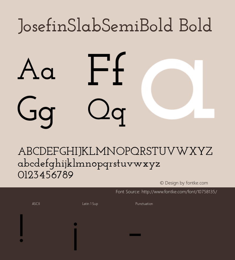 JosefinSlabSemiBold Bold Version 1.0 Font Sample