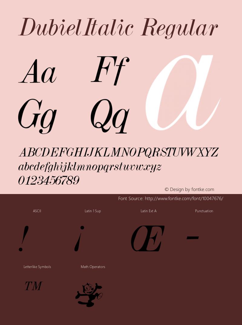 DubielItalic Regular Altsys Fontographer 4.0.2 97.5.24 Font Sample