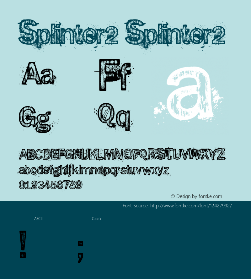 Splinter2 Splinter2 v.1.5 by Dirt2.com Font Sample