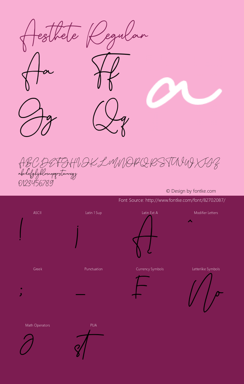 Aesthete Version 1.00;September 1, 2020;FontCreator 12.0.0.2525 64-bit Font Sample