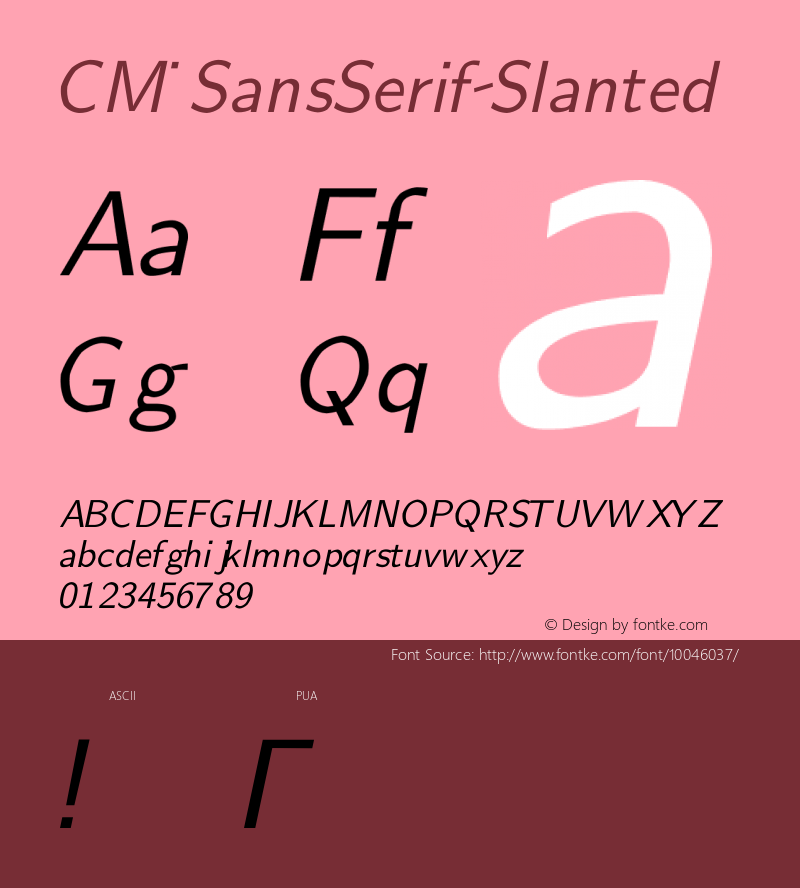 CM_SansSerif Slanted CMSSI Font Sample