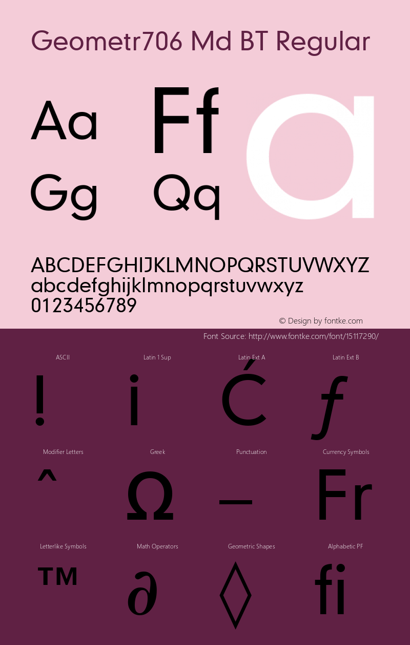 Geometr706 Md BT Regular Version 1.01 emb4-OT;com.myfonts.easy.bitstream.geometric-706.medium.wfkit2.version.2fwr Font Sample