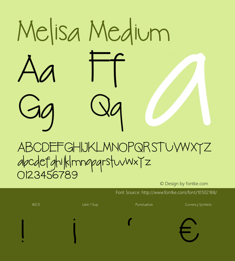 Melisa Medium Version 001.000 Font Sample