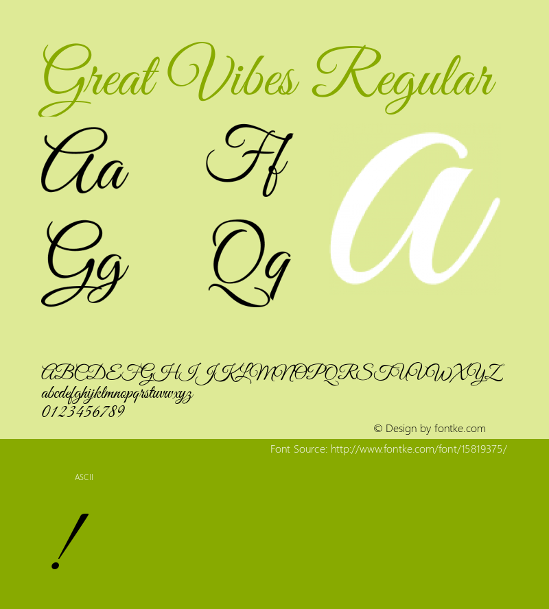 Great Vibes Regular Version 1.001; ttfautohint (v1.4.1) Font Sample