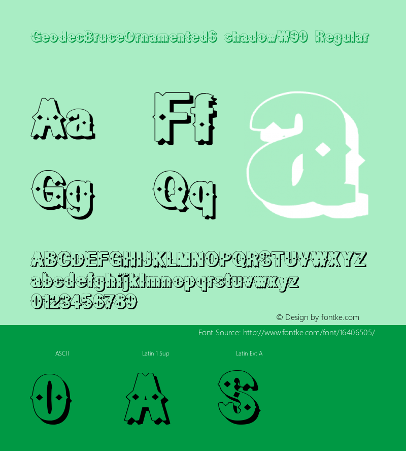 GeodecBruceOrnamented6_shadowW90 Regular Version 1.00 Font Sample