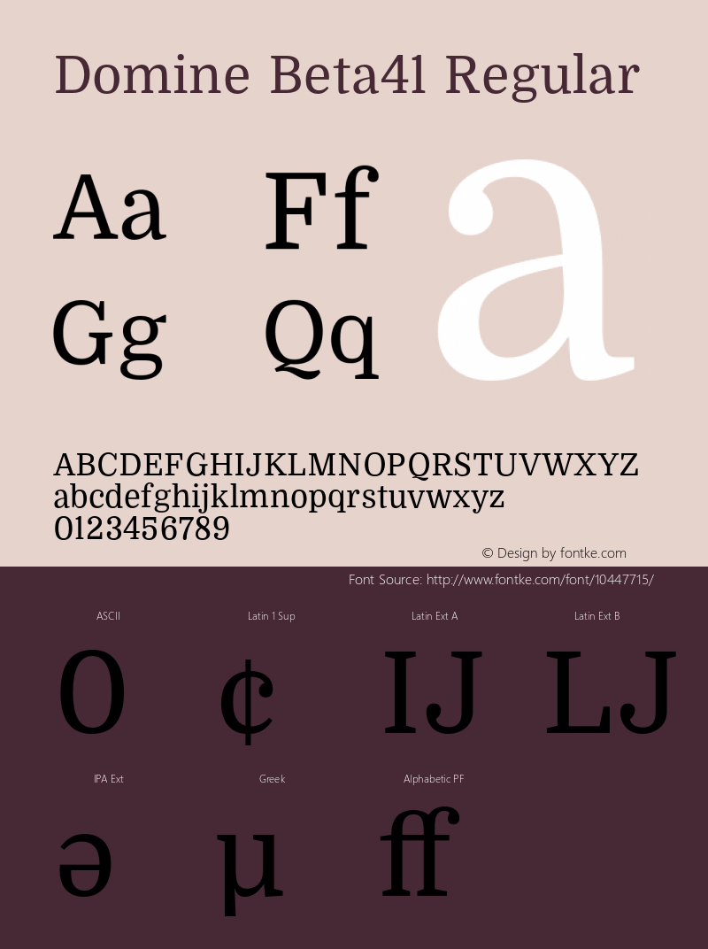 Domine Beta41 Regular Version 0.041 Font Sample