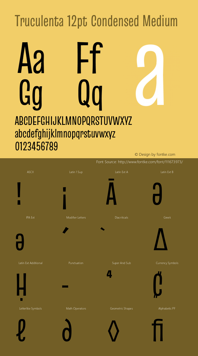 Truculenta 12pt Condensed Medium Version 1.002 Font Sample