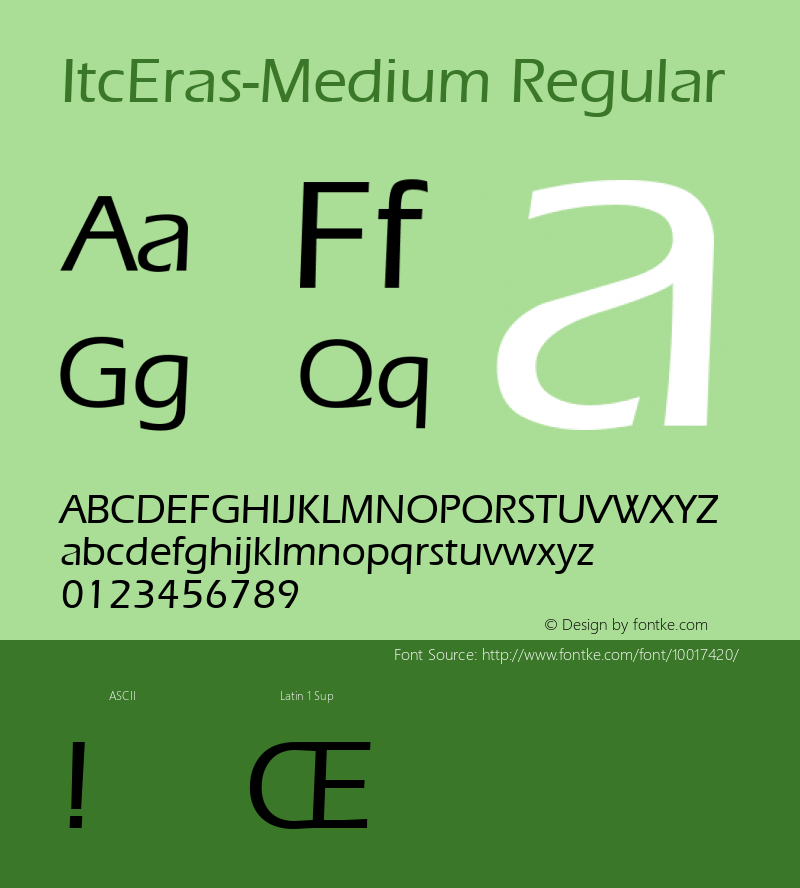 ItcEras-Medium Regular Altsys Metamorphosis:7/5/91 Font Sample