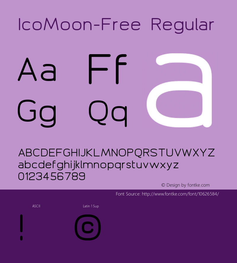 IcoMoon-Free Regular Version 1.0 Font Sample