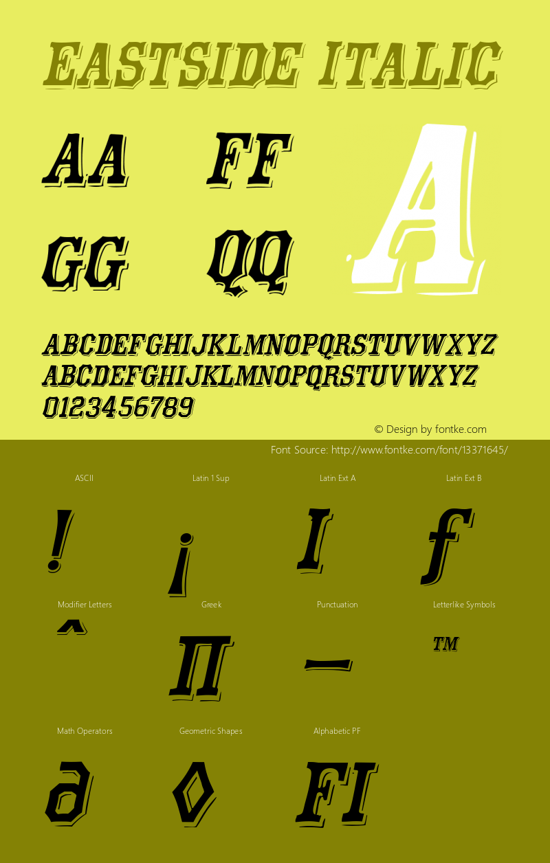 Eastside Italic Version 001.000 Font Sample