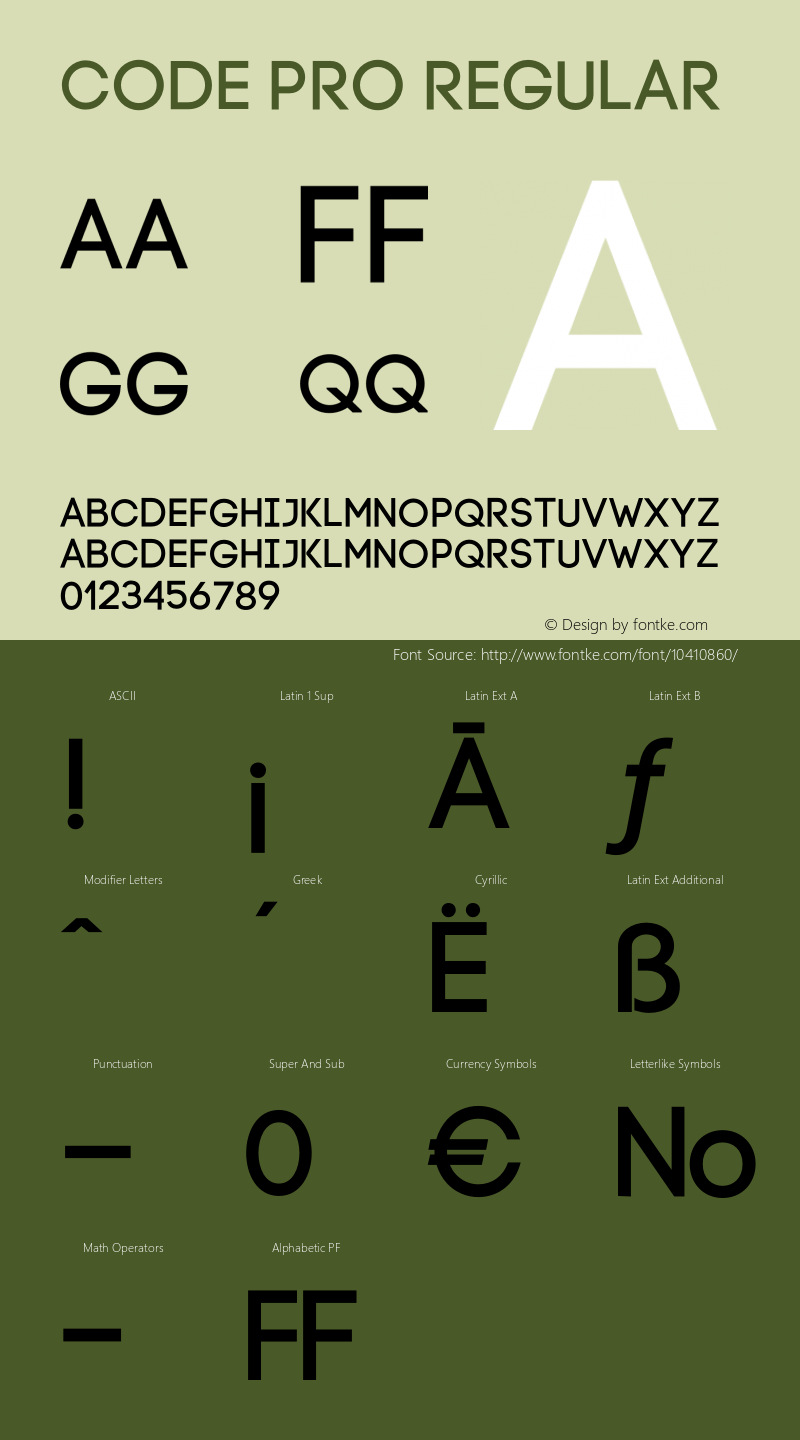 Code Pro Regular Version 1.003 Font Sample