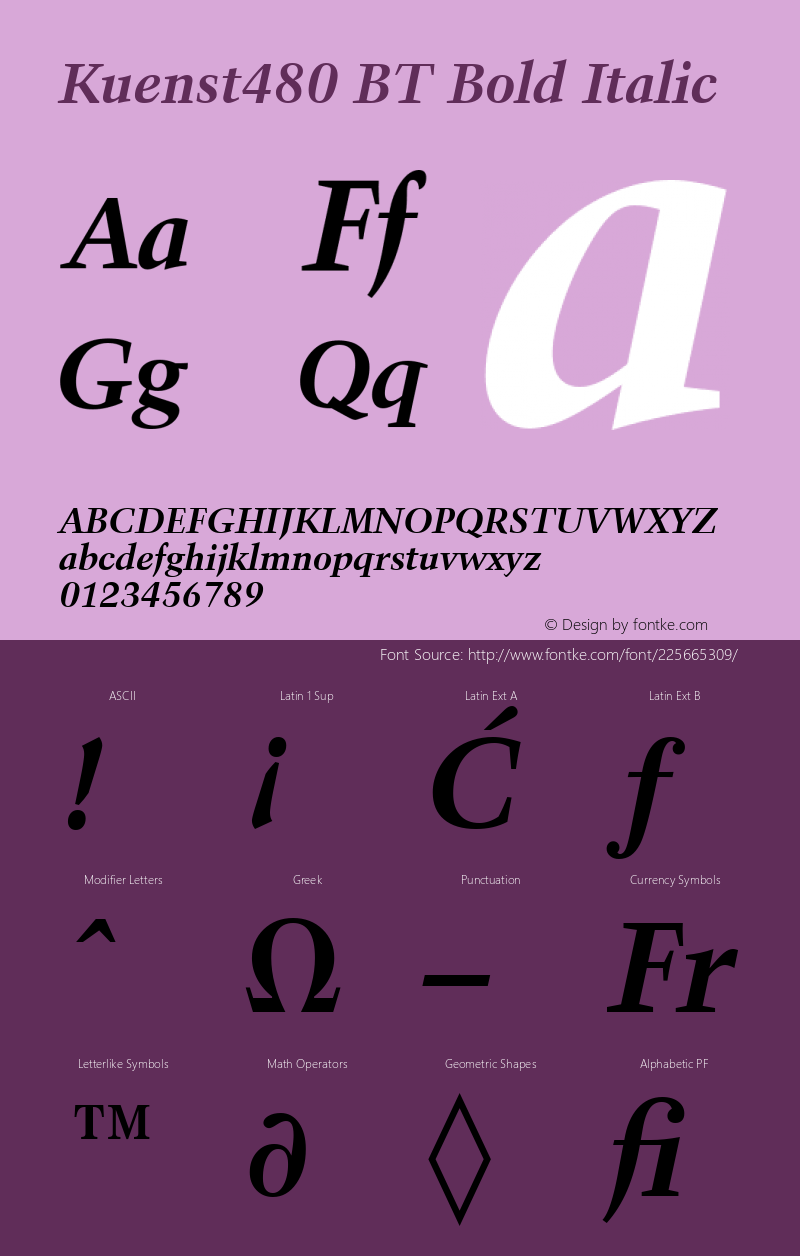 Kuenst480 BT Bold Italic Version 1.01 emb4-OT图片样张