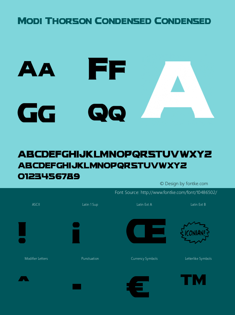 Modi Thorson Condensed Condensed Version 1.0; 2013 Font Sample