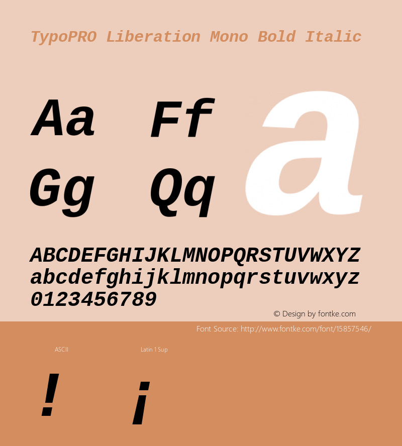 TypoPRO Liberation Mono Bold Italic Version 2.00.1 Font Sample