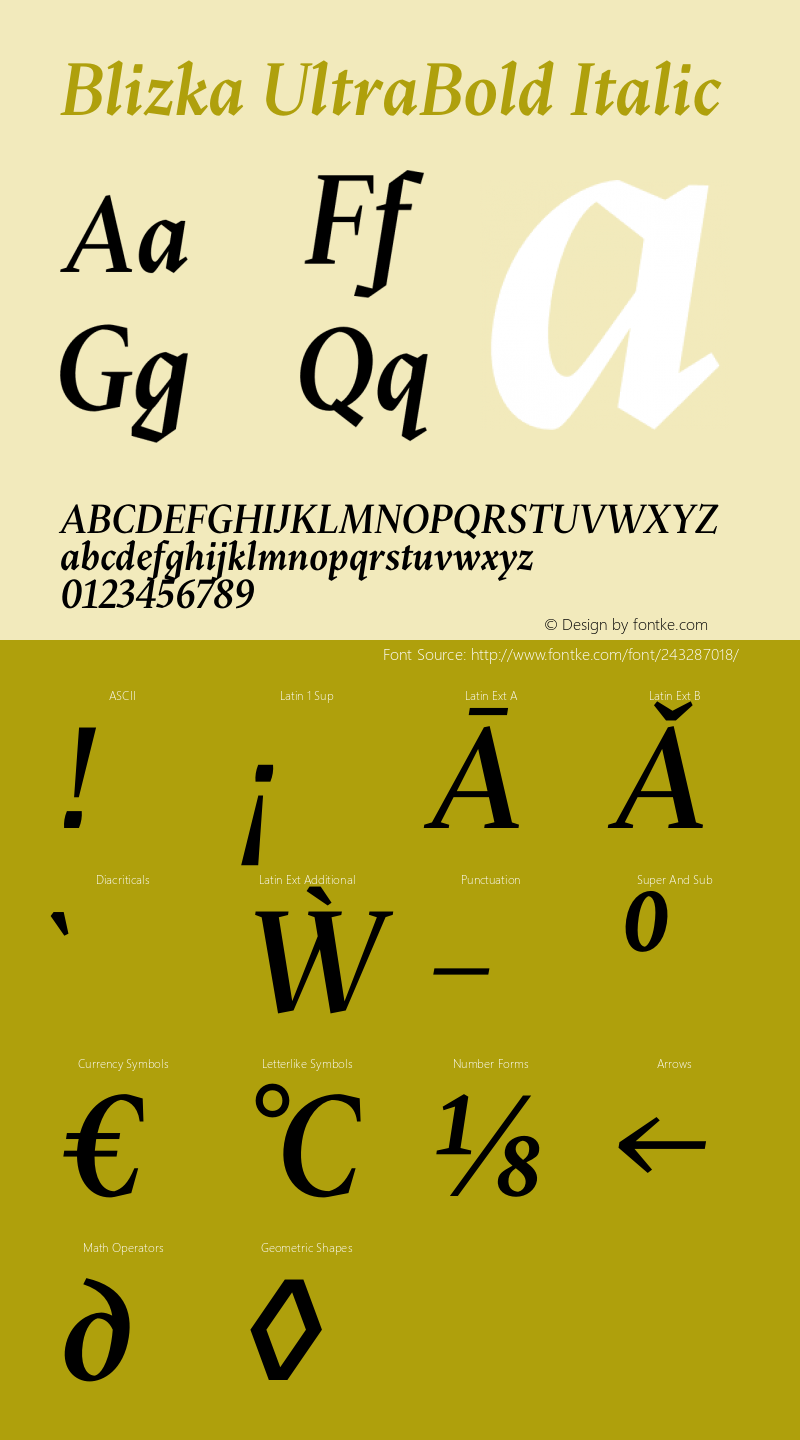 Blizka UltraBold Italic Version 1.000 | FøM Fix图片样张