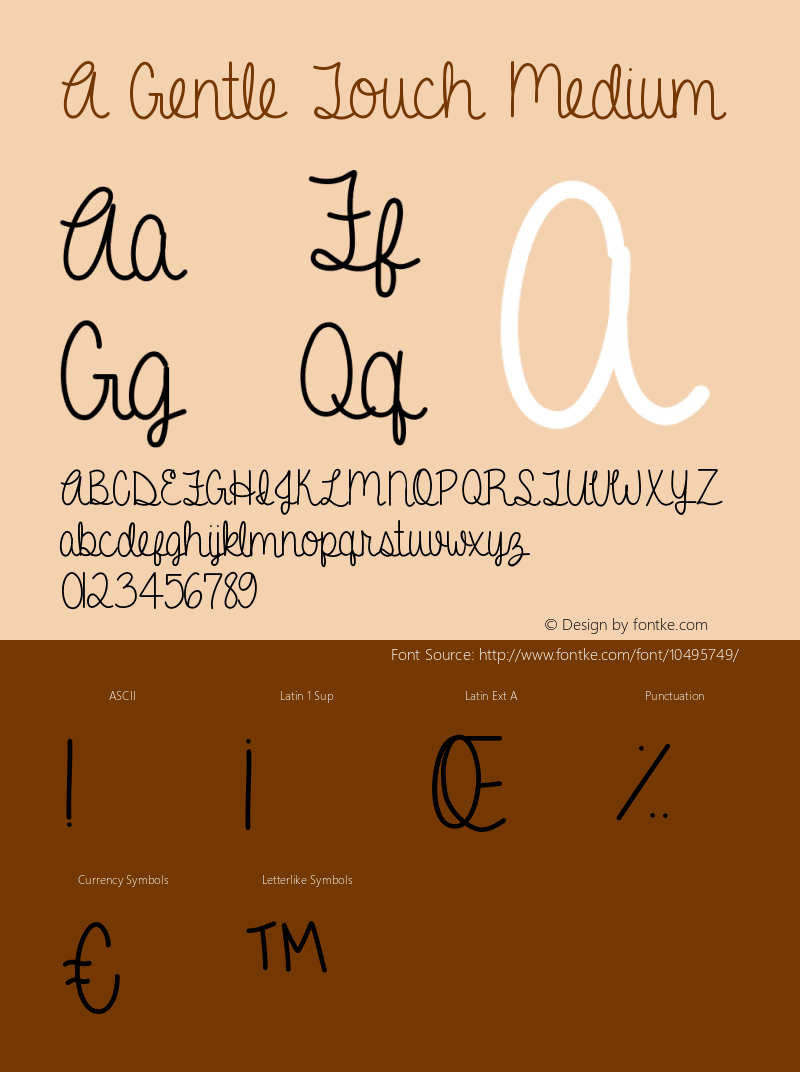 A Gentle Touch Medium Version 001.000 Font Sample