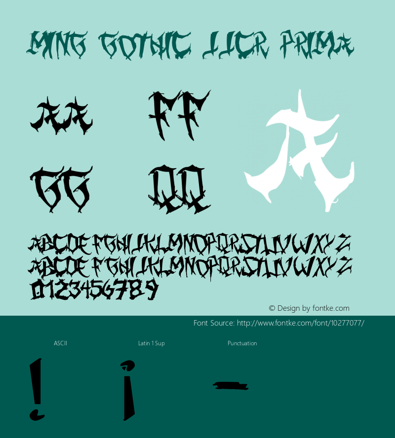 Ming Gothic JJCR Prima Version 1.00,© 2009 Juan Casco: metanorocker14@hotmail.com Font Sample