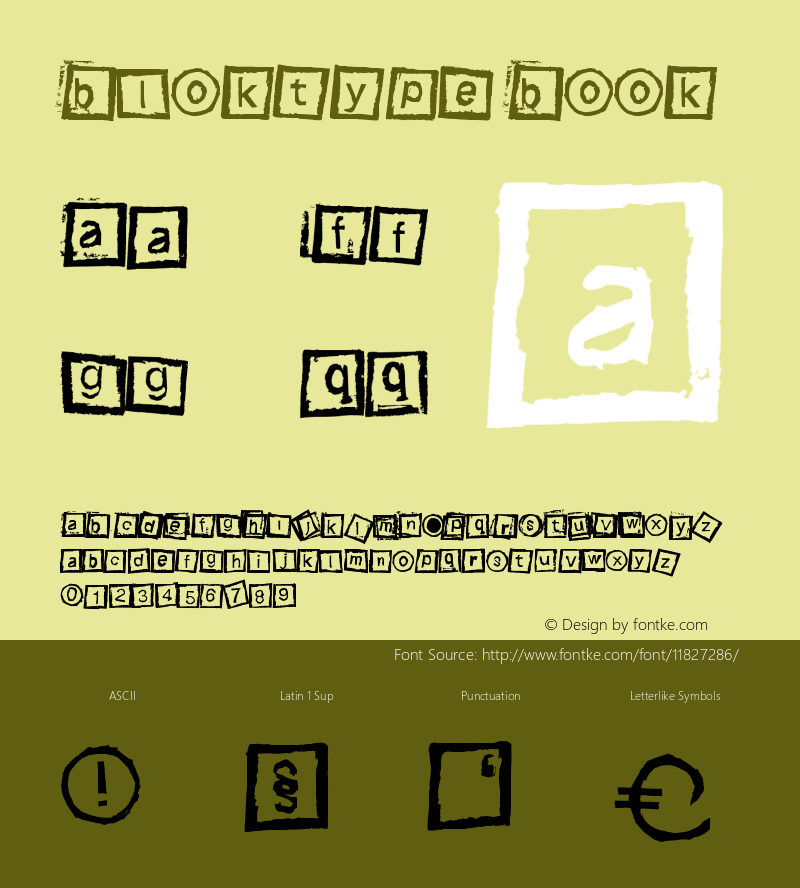 Bloktype Book Version Macromedia Fontograp Font Sample