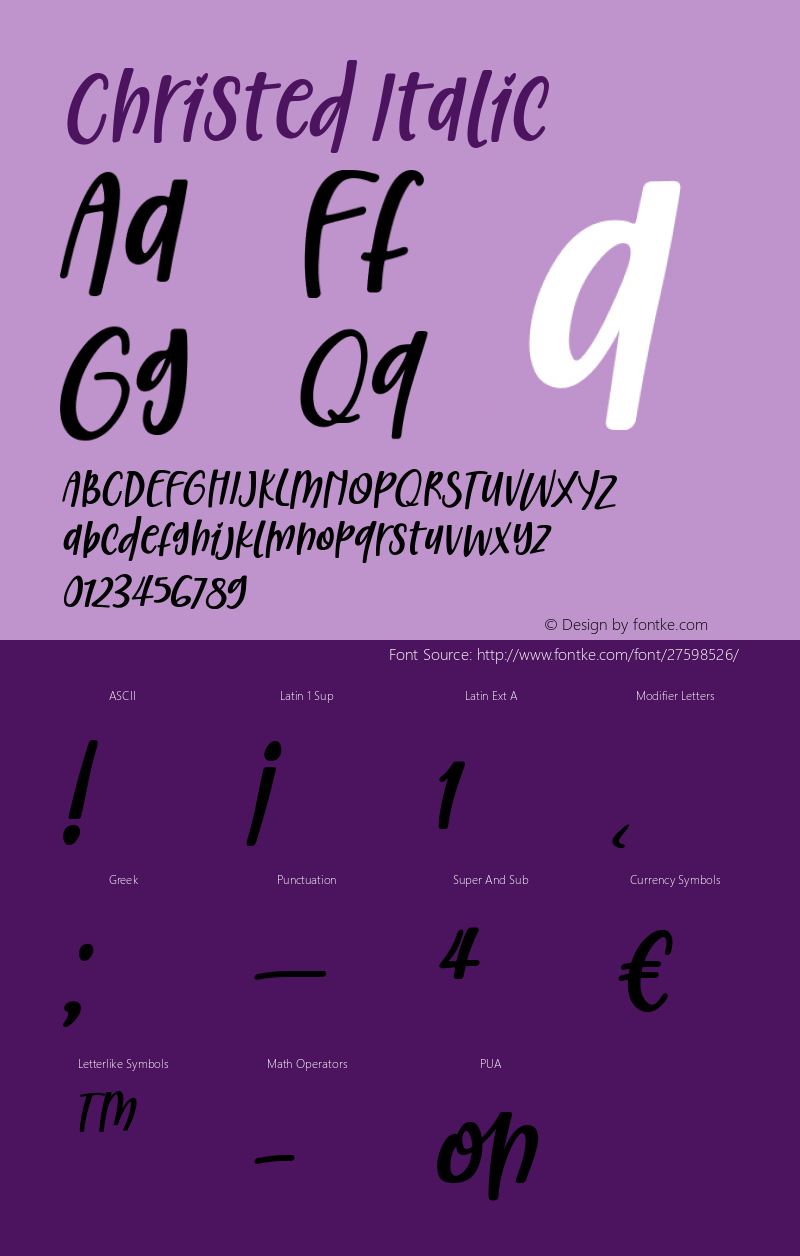 Christed Italic Version 1.00;October 31, 2018 Font Sample