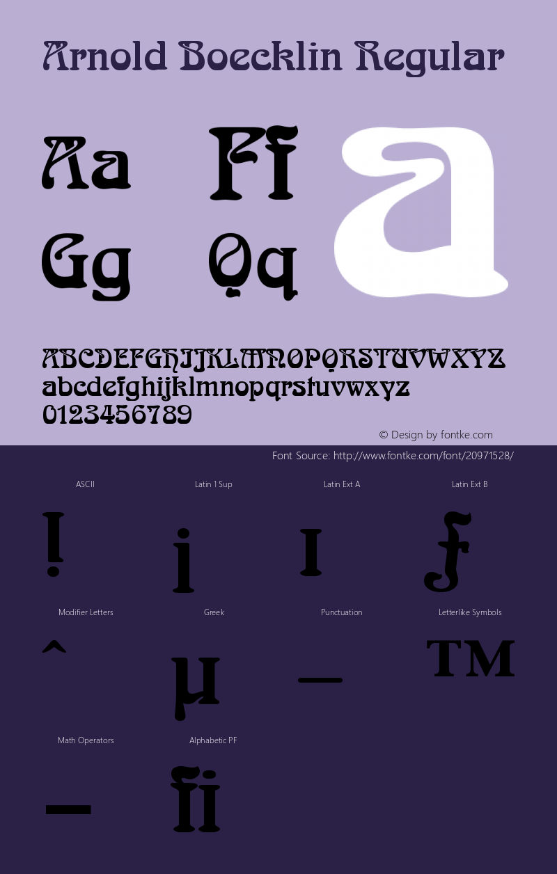 Arnold Boecklin Version 001.004 Font Sample