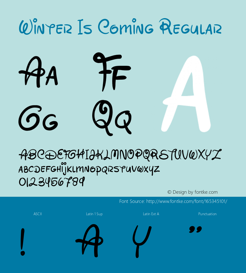 WinterIsComingRegular Version 1.001;Fontself Maker 3.5.3 Font Sample