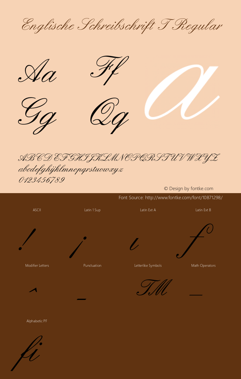 Englische Schreibschrift T Regular Version 001.005 Font Sample