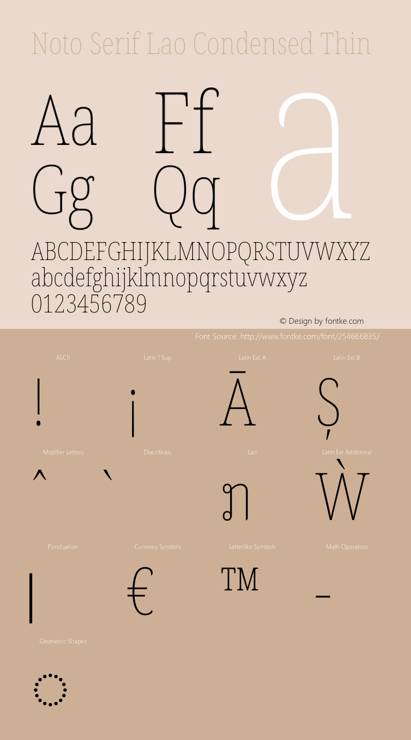 Noto Serif Lao Condensed Thin Version 2.003图片样张