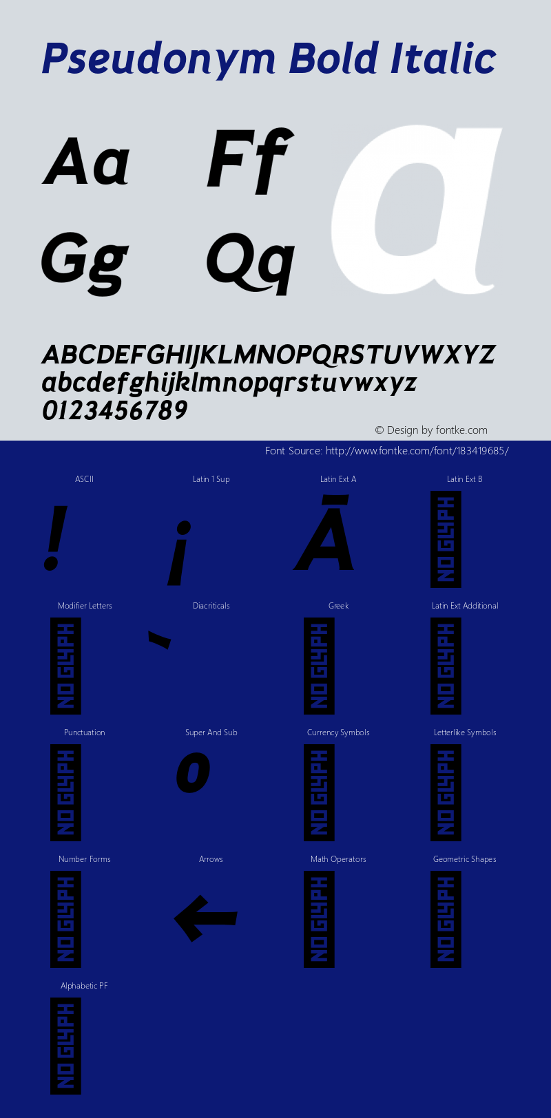 Pseudonym Italic Bold Version 1.000;PS 001.000;hotconv 1.0.88;makeotf.lib2.5.64775图片样张