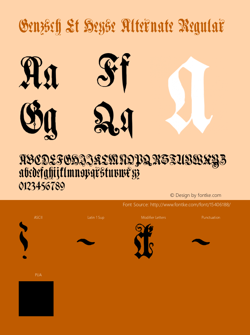 Genzsch Et Heyse Alternate Regular Version 1.0; 2002; initial release Font Sample