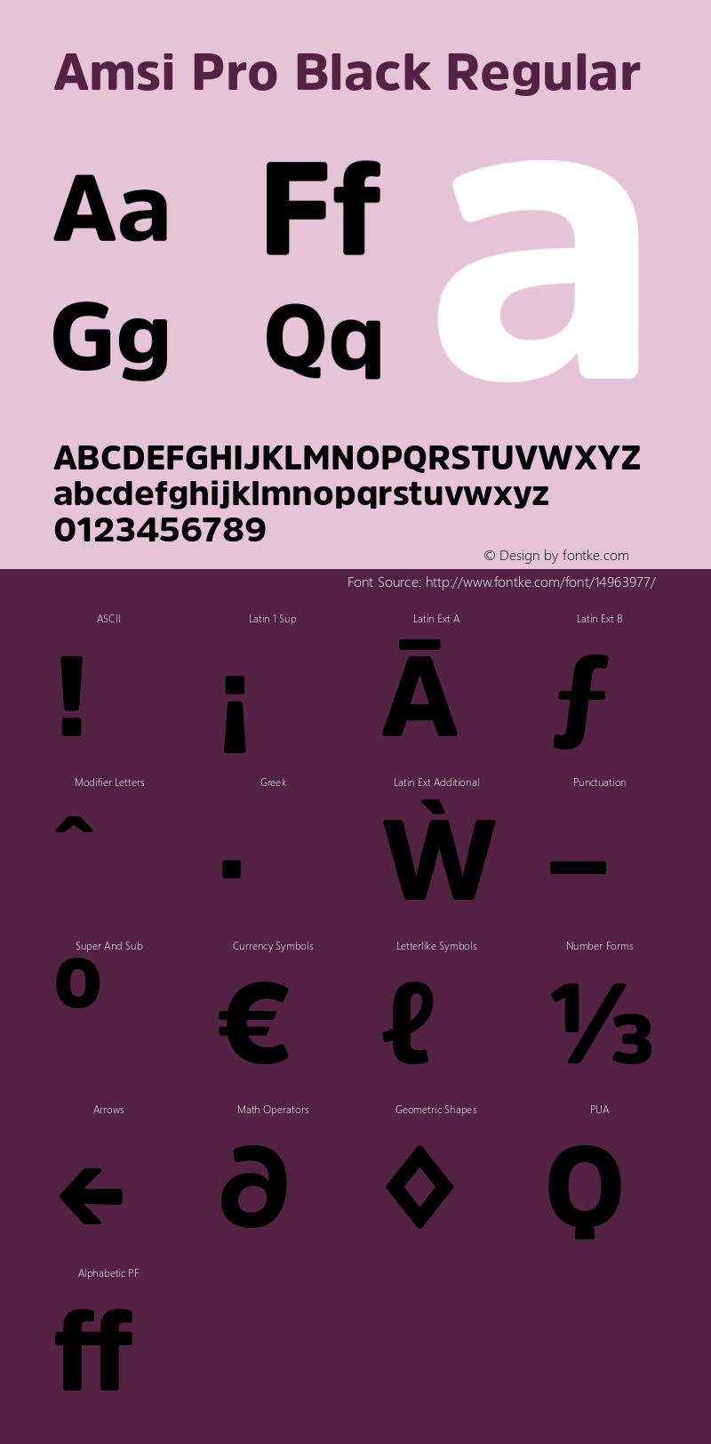 Amsi Pro Black Regular Version 1.40 Font Sample