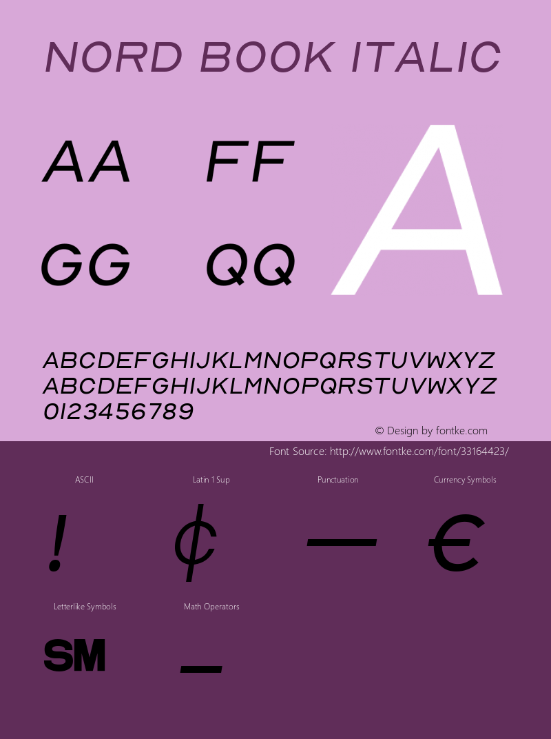 Nord Book Italic Version 1.000 Font Sample