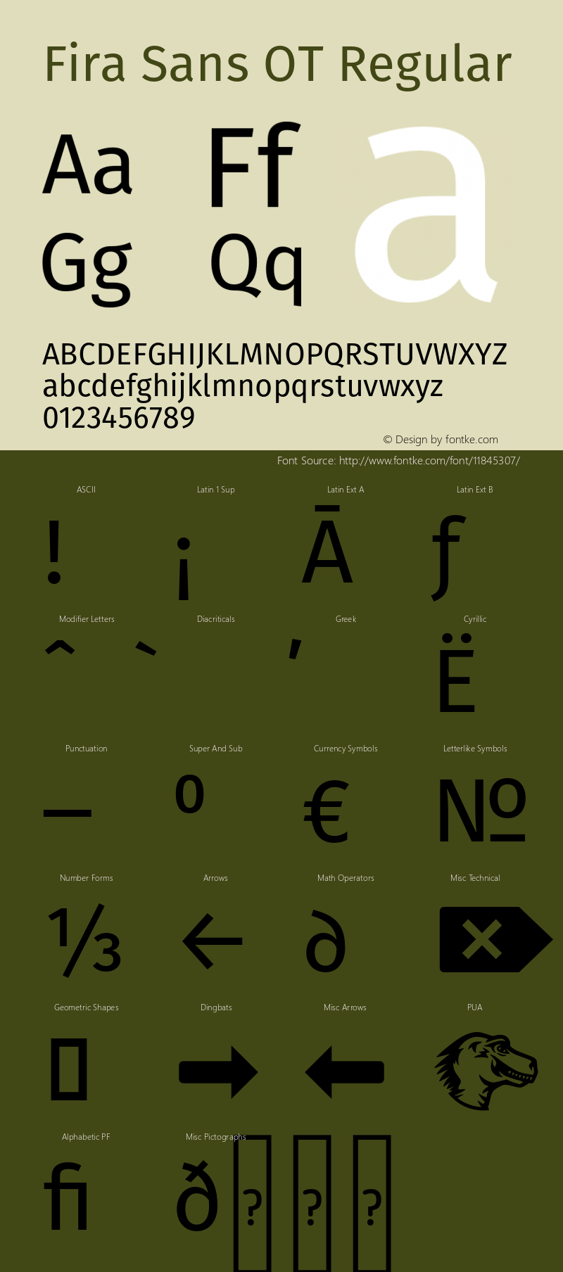 Fira Sans OT Regular Version 2.001 Font Sample