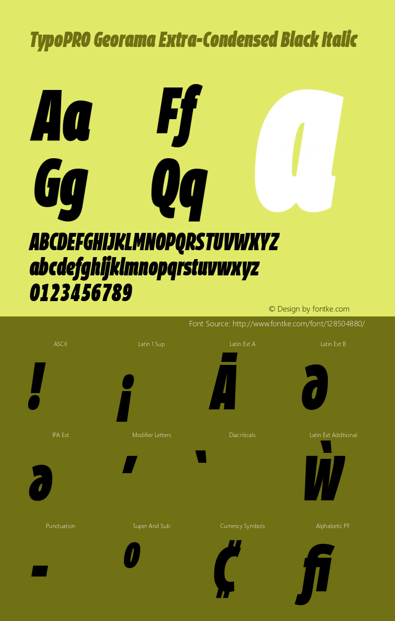 TypoPRO Georama Extra Condensed Black Italic Version 1.001 Font Sample