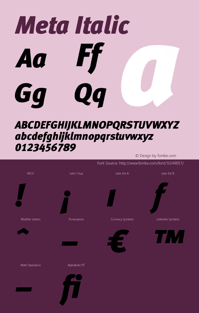 Meta Italic Version 004.301 Font Sample