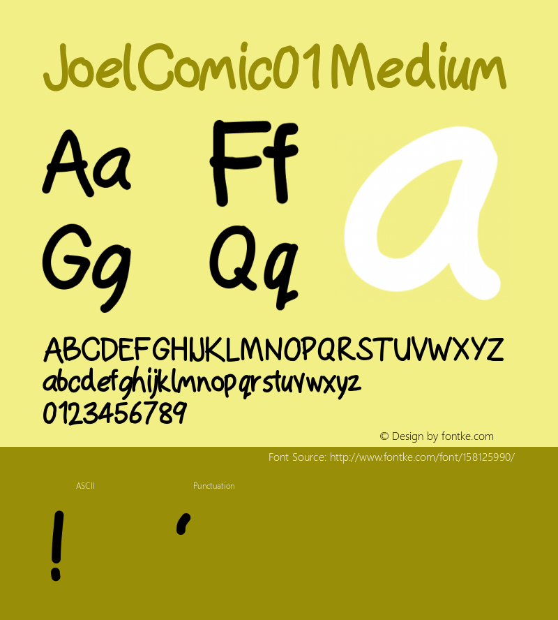 JoelComic01 Version 001.000 Font Sample