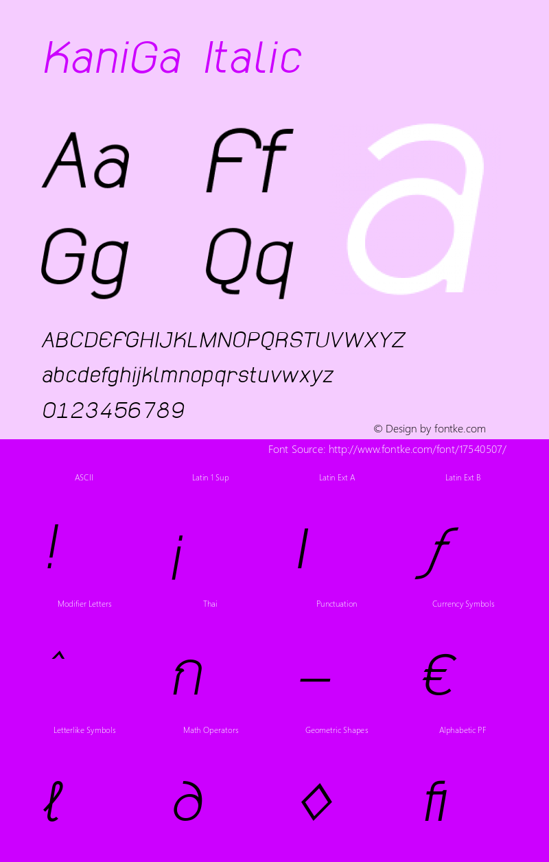 KaniGa Italic 14.03.04 Font Sample