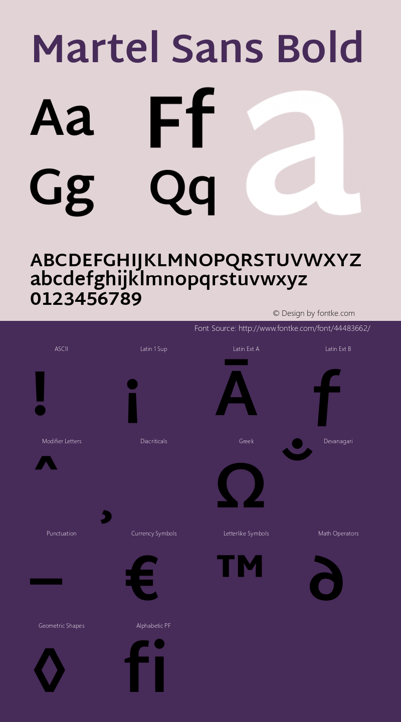 Martel Sans Bold Version 1.002; ttfautohint (v1.1) -l 5 -r 5 -G 72 -x 0 -D latn -f none -w gGD -W -c Font Sample