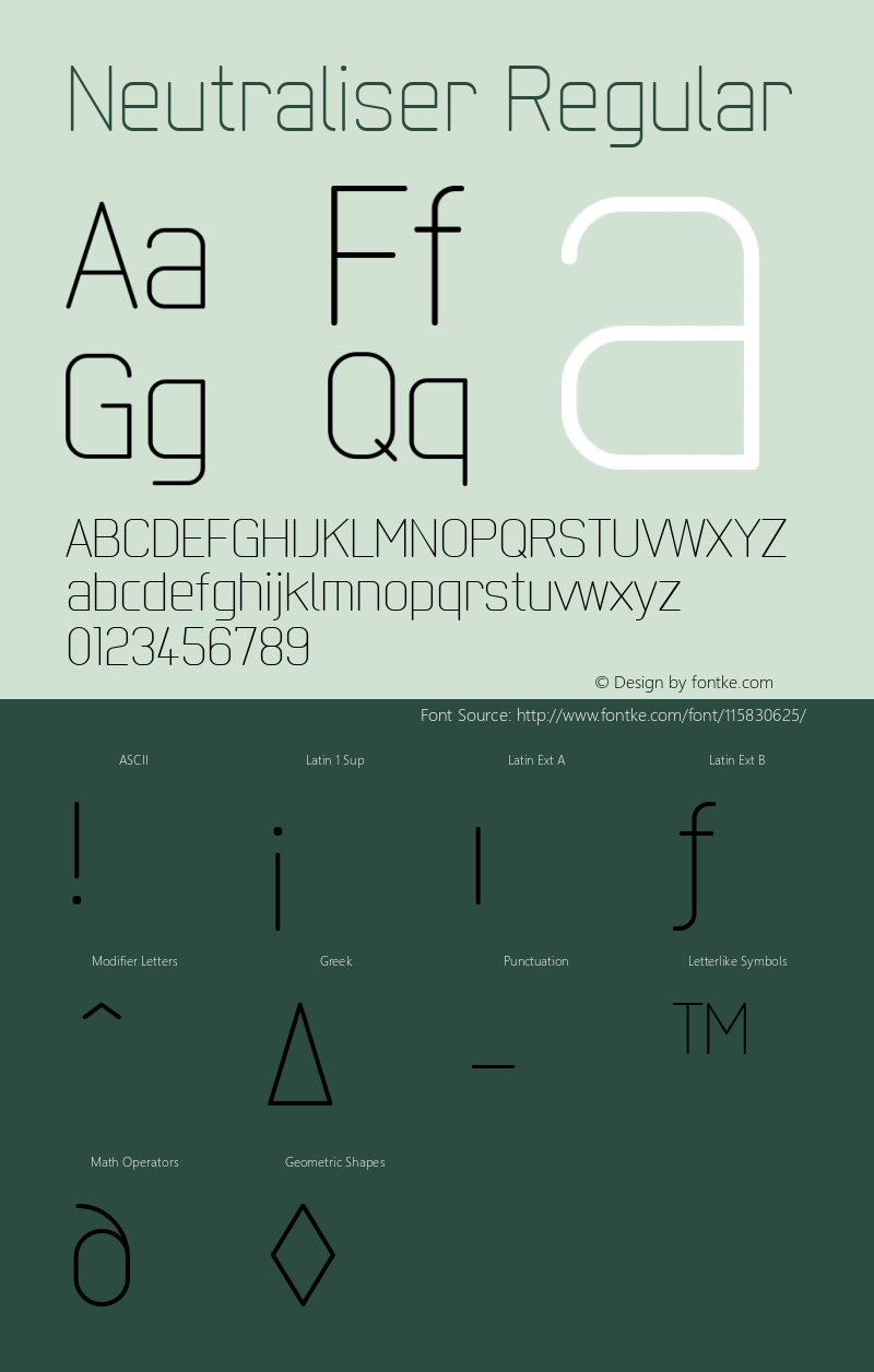 Neutraliser W05 ThinAlternate Version 4.00 Font Sample