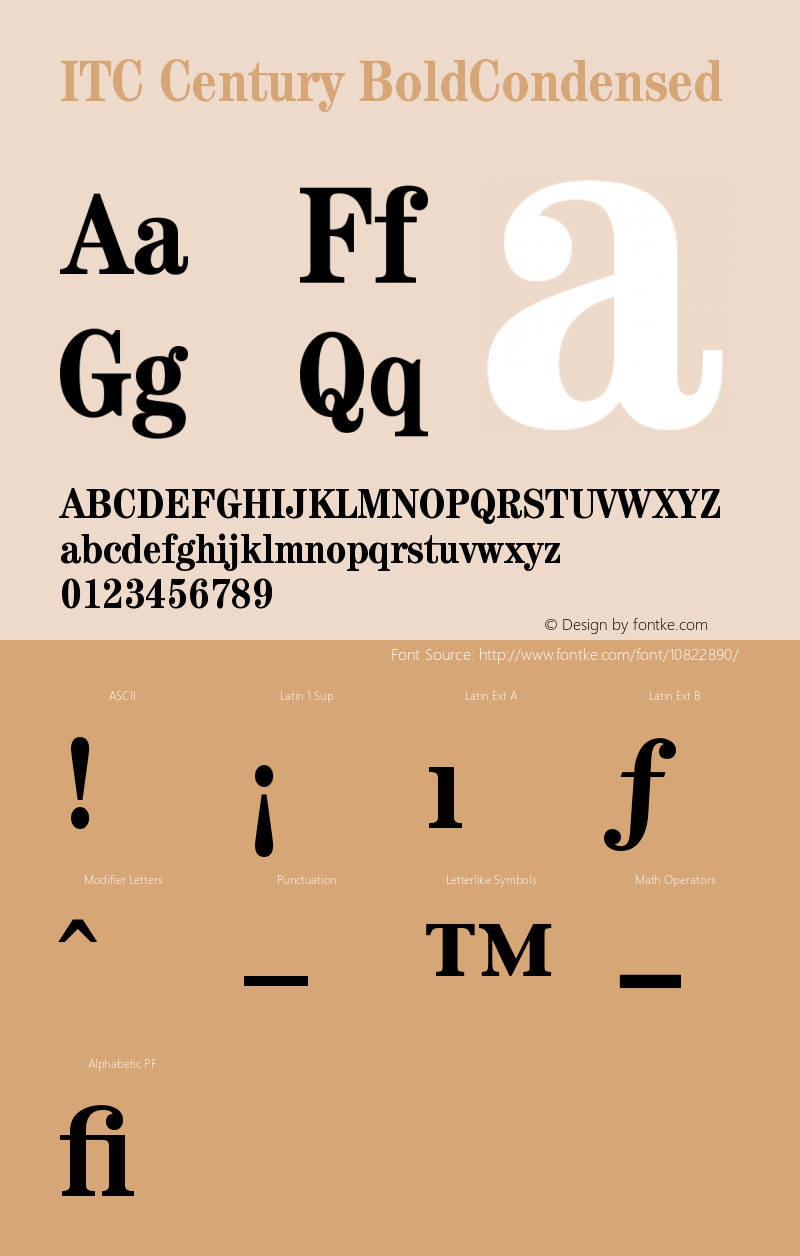 ITC Century BoldCondensed Version 001.000 Font Sample